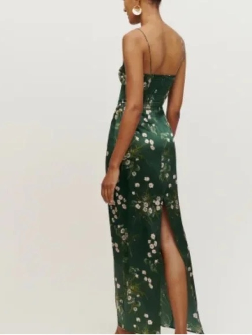 Reformation Frankie Floral Silk Maxi Dress in Buena Green Size 8 - Picture 5 of 16